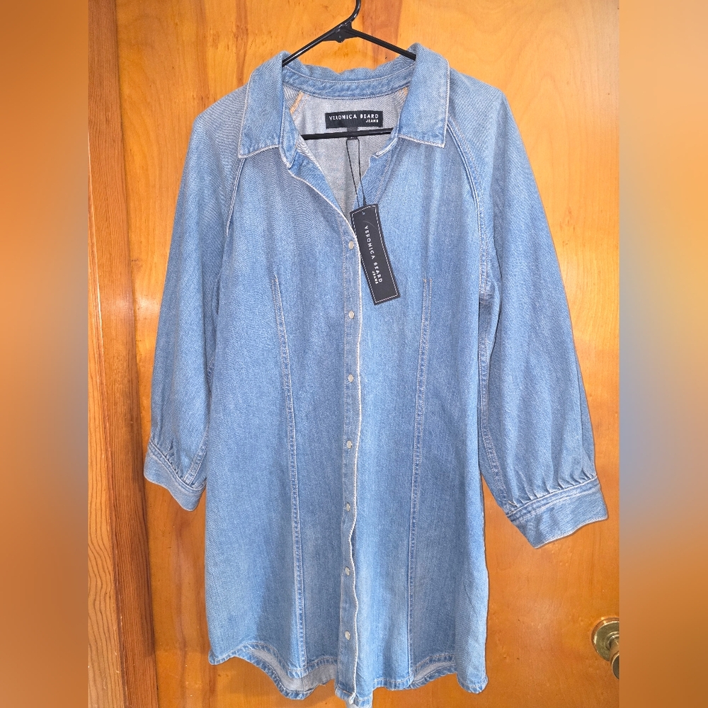 Veronica Beard Blue Long Sleeve Denim Dress